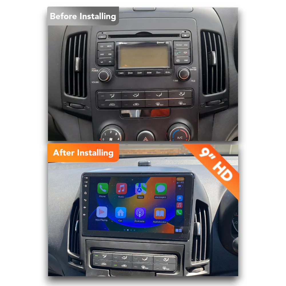 Hyundai i30 (2007 - 2012) Manual A/C Multimedia 9" Touchscreen Display + Built-In Wireless Carplay & Android Auto - Image 6