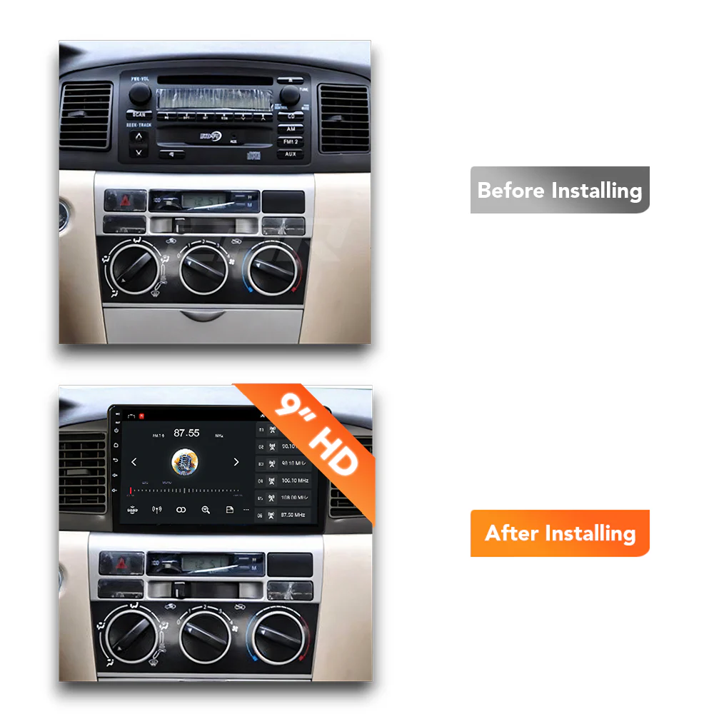 Toyota Corolla (2002 - 2007) Multimedia 9" Touchscreen Display + Built-In Wireless Carplay & Android Auto - Image 6